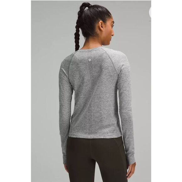 Lululemon Women Crew Neck Raglan Sleeve Swiftly Tech Athletic Top Gray - Picture 4 of 10